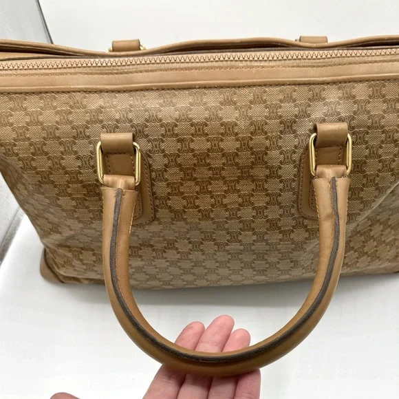 Celine Vintage Macadam Boston Bag Coated Canvas Leather Very Good Condition - Picture 12 of 16